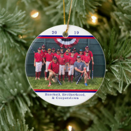 Cooperstown NY Baseball Team Photo Stripe Facts Julgransprydnad Keramik