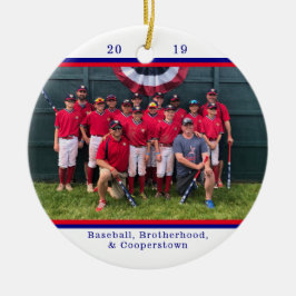 Cooperstown NY Baseball Team Photo Stripe Facts Julgransprydnad Keramik