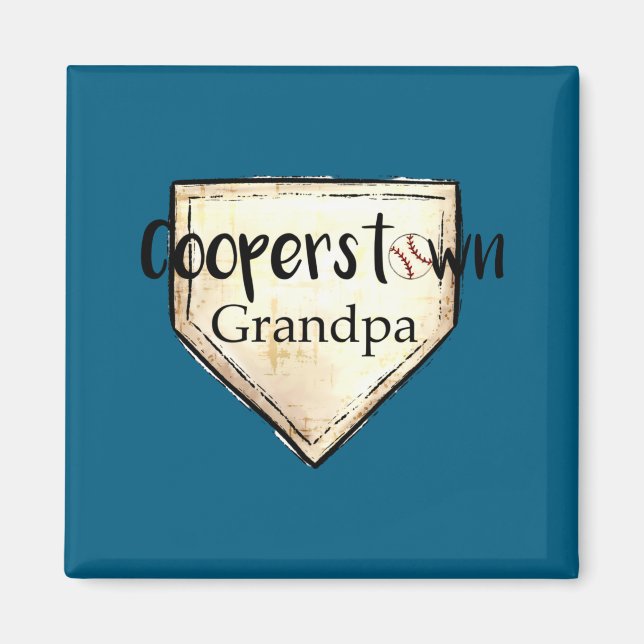 Cooperstown Ny Farfar Söt Baseballdesign Magnet (Framsidan)