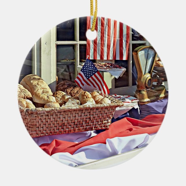 Cooperstown NY - First National Bank Byggnad Julgransprydnad Keramik (Framsidan)