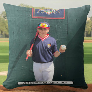 Cooperstown NY Photo Baseball Player Roligt Facts Kudde
