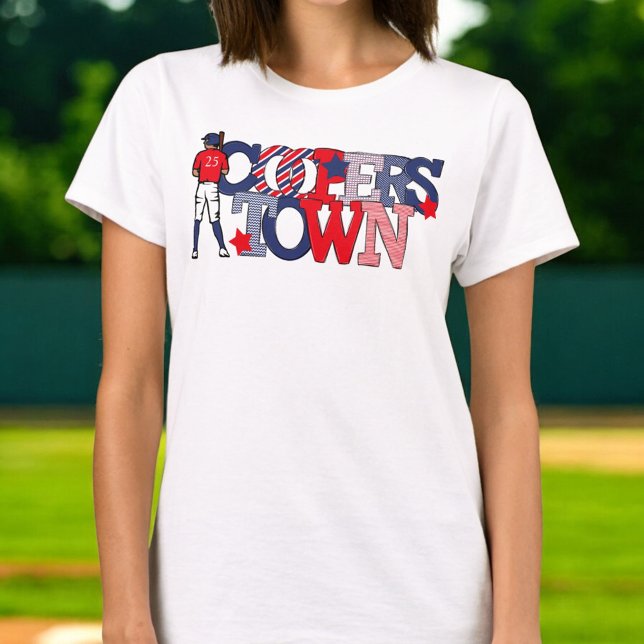 Cooperstown Patriotic Baseball Player Namn T Shirt (Skapare uppladdad)