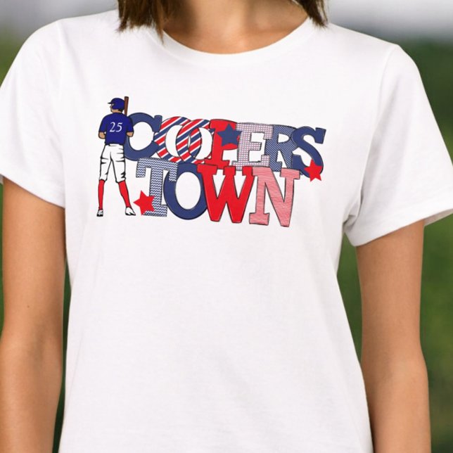 Cooperstown Patriotic Brev Baseball Player År T Shirt (Skapare uppladdad)