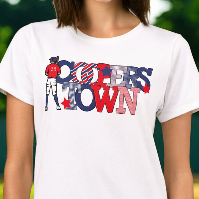 Cooperstown Patriotic Brev Baseball Player År T Shirt (Skapare uppladdad)
