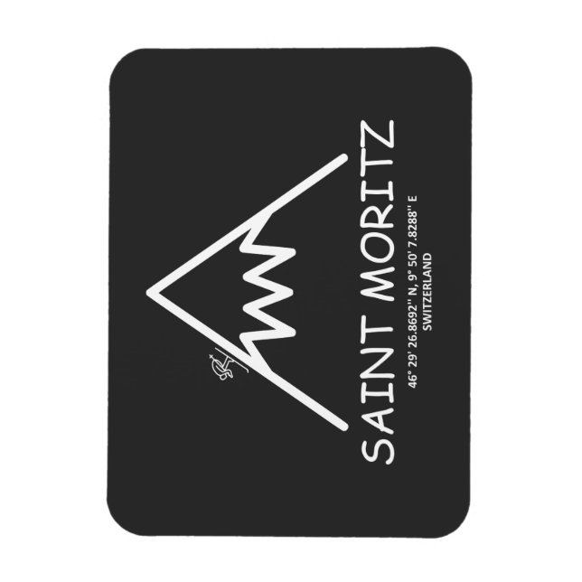 Coordinates Saint Moritz Schweiz Magnet (Vertikal)