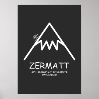 Coordinates Zermatt Schweiz Poster