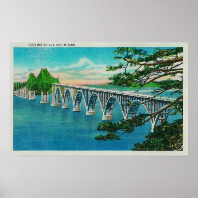 Coos Bay Bridge i North Bend, Oregon Poster (Framsidan)