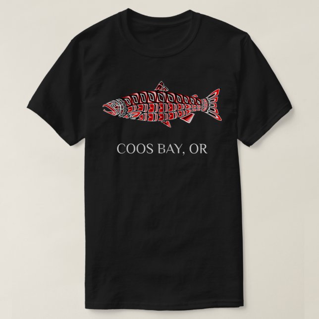 Coos Bay Oregon Coho Salmon Native American Fisher T Shirt (Design framsida)