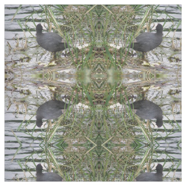 Coot on Riverbank Patterned Animal Fabric Tyg (Provkarta)