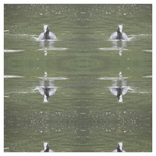Coot Swimming Patternated Animal Fabric Tyg (Provkarta)