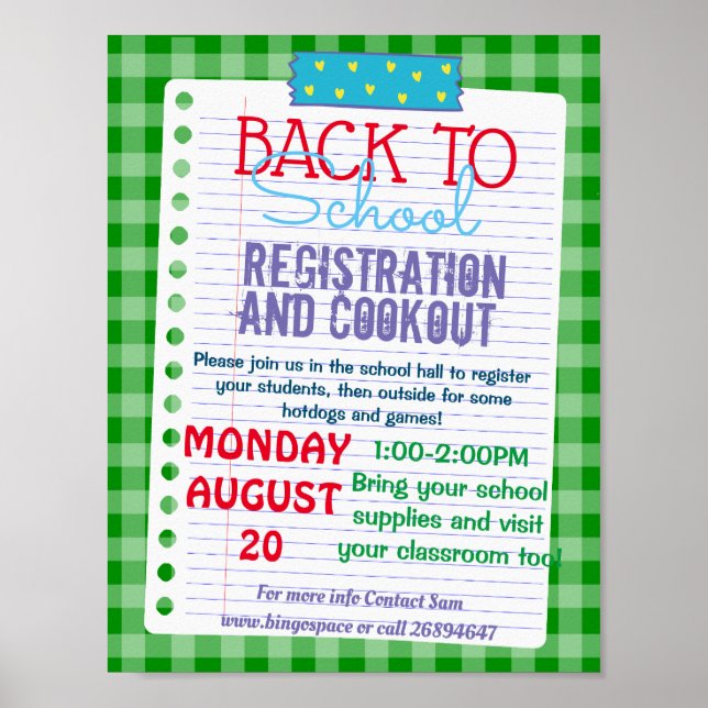Coout & Registration för back to school Poster (Framsidan)