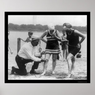 Cop Measuring Swimdress Length 1922 Poster