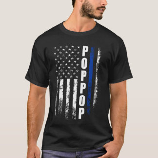 Cop Police Poppop American Flagga Fars dag For M T Shirt