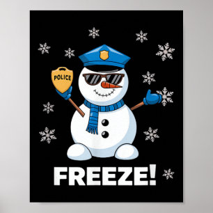 Cop Snögubbe Freeze Party Julafton Poster