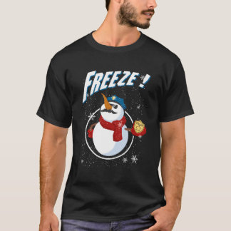 Cop Snögubbe Freeze Polisen Navidad Policeman Poli T Shirt