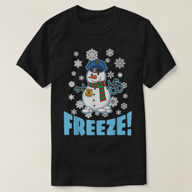Cop Snowman Ugly Christmas For Men Women Funny Hol T Shirt (Design framsida)