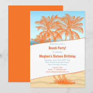 Copacabana Beach och Kokosapalmer Party Inbjudningar