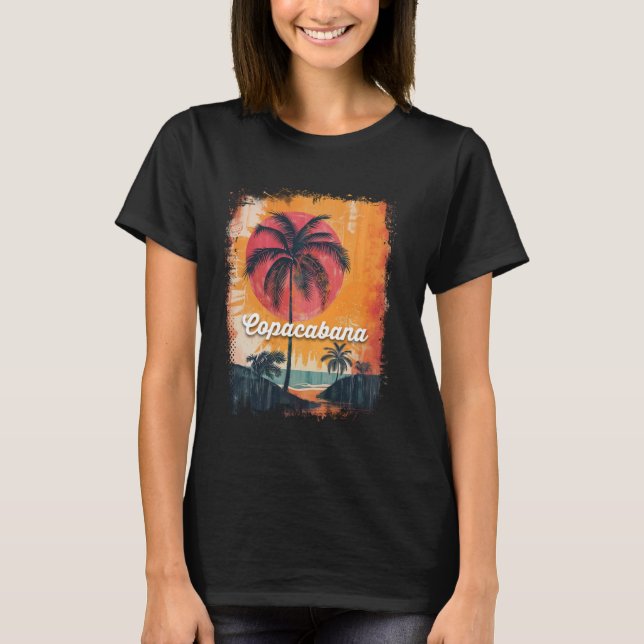 Copacabana Beach Rio de Janeiro Brasilien Retro Su T Shirt (Framsida)