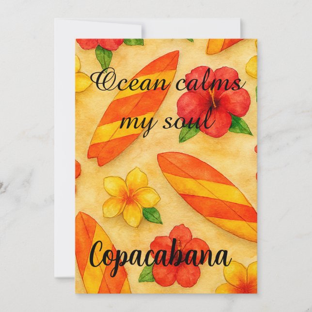 Copacabana Beach Watercolor Floral Tropical Inbjudningar (Framsida)