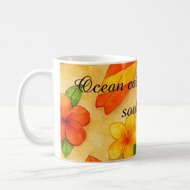 Copacabana Beach Watercolor Floral Tropical Kaffemugg (Vänster)