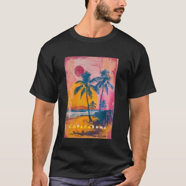 Copacabana Rio de Janeiro Brasilien Retro Beach Su T Shirt (Framsida)