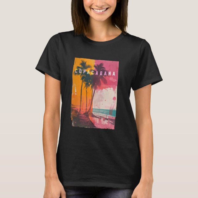 Copacabana Rio de Janeiro Brasilien Retro Beach Su T Shirt (Framsida)