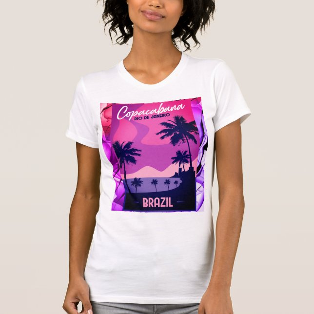 Copacabana Rio De Janeiro Brazil Beach T-Shirt (Framsida)