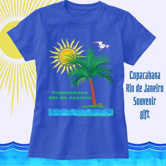 Copacabana Rio de Janeiro Handflatan Träd och Suns T Shirt (Skapare uppladdad)
