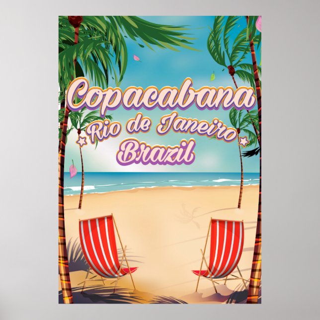 Copacabana, Rio de Janeiro resemål för strandaffis Poster (Framsidan)