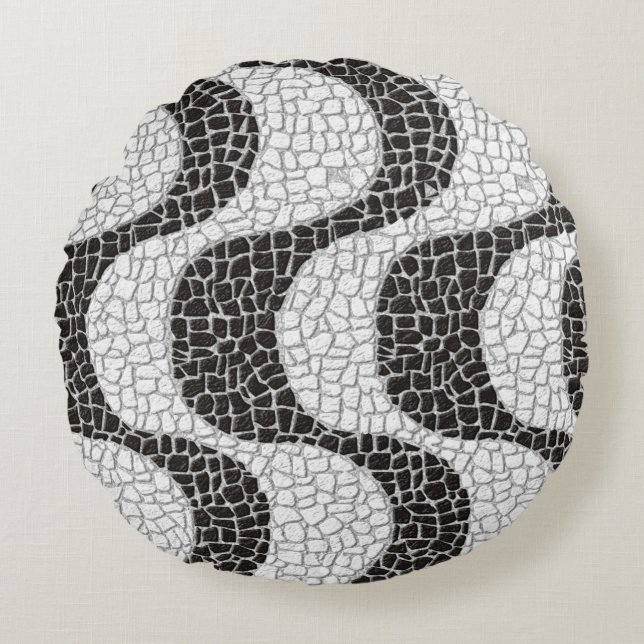 Copacabana Sidewalk Brazilian pattern Rund Kudde (Framsidan)