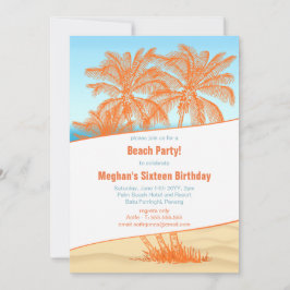 Copacabana Strand och Kokos Palmer Party Inbjudningar