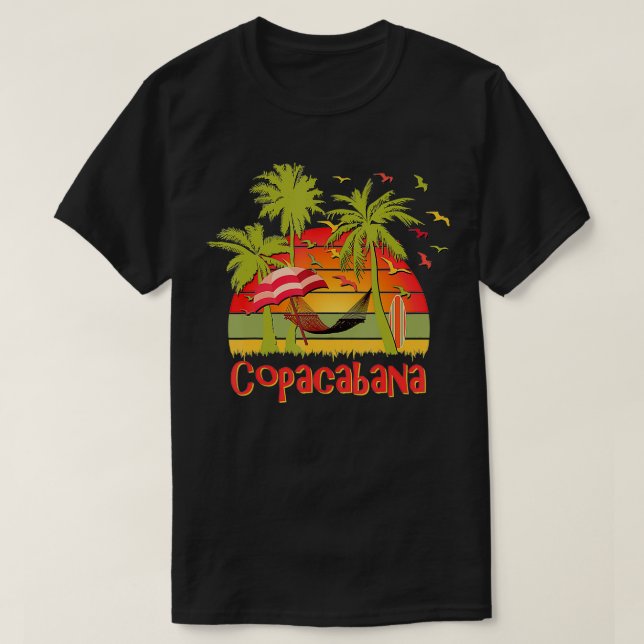 Copacabana Tropical Beach Hammock Sunset T Shirt (Design framsida)