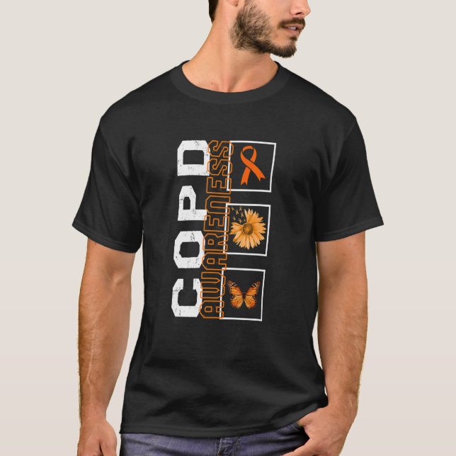 COPD Awareness COPD Orange Ribbon Sunflower Butter T Shirt (Framsida)