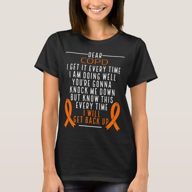 COPD - Medvetenhet om Lung Disease Oragen Ribbon T Shirt (Framsida)