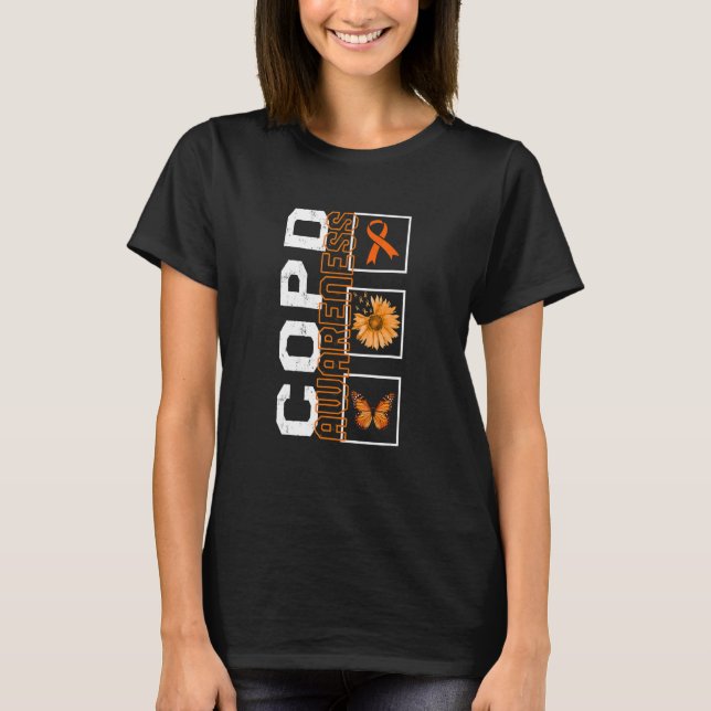 COPD-Orangen för medvetenhet om KOL- Ribbon Solros T Shirt (Framsida)