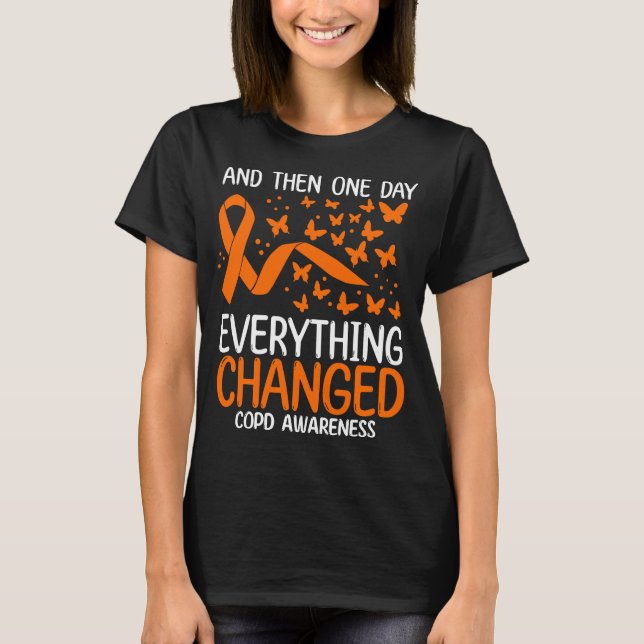 COPD Warrior Ribbon Fighter COPD Awareness T Shirt (Framsida)