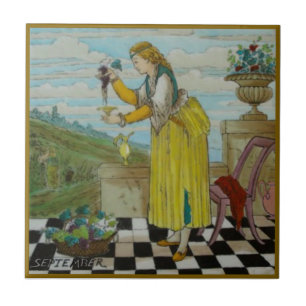 Copeland September Polychrome 1870s Repro Kakelplatta