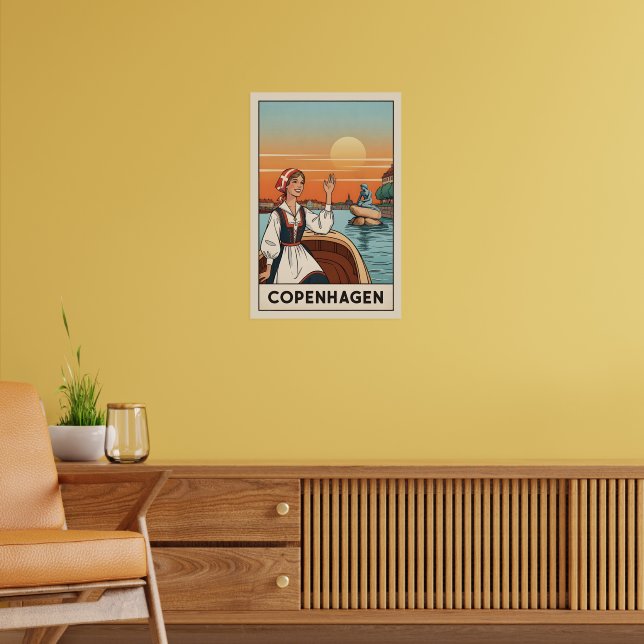 Copenhage vintage travel poster, poster (Vardagsrum 2)