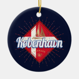 Copenhagen Capital Danmark Retro Sailing Frakt Julgransprydnad Keramik