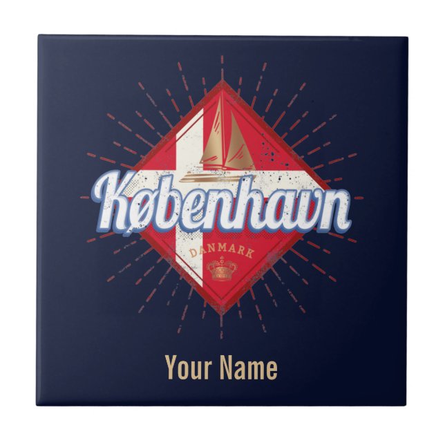 Copenhagen Capital Danmark Retro Sailing Frakt Kakelplatta (Framsidan)