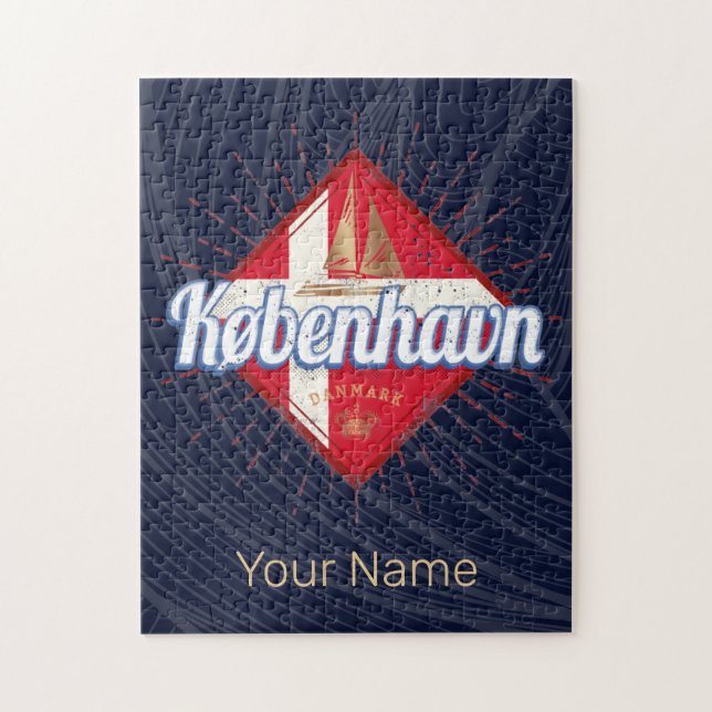 Copenhagen Capital Danmark Retro Sailing Frakt Pussel (Vertikal)