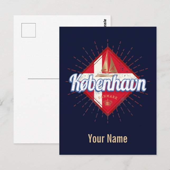 Copenhagen Capital Danmark Retro Sailing Frakt Vykort (Fram/baksida)