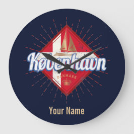 Copenhagen Capital Denmark Retro Sailing Ship Stor Klocka