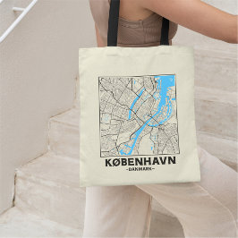 Copenhagen, Denmark, City Map Tote Bag Tygkasse