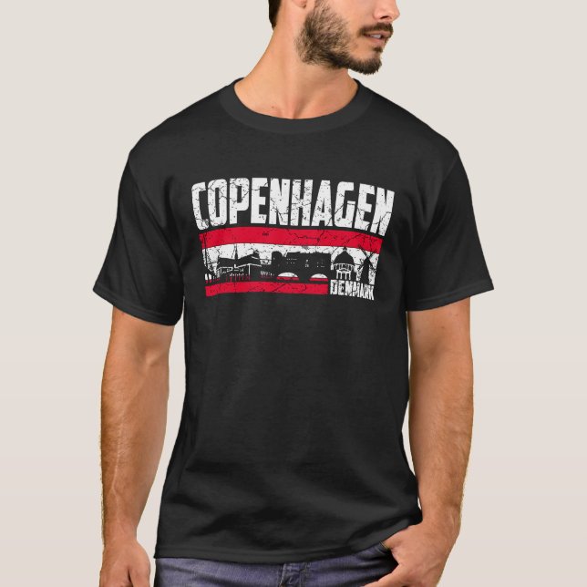 Copenhagen Skyline Denmark Tourist Vacation T Shirt (Framsida)