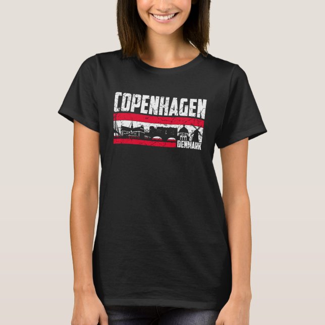 Copenhagen Skyline Denmark Tourist Vacation T Shirt (Framsida)