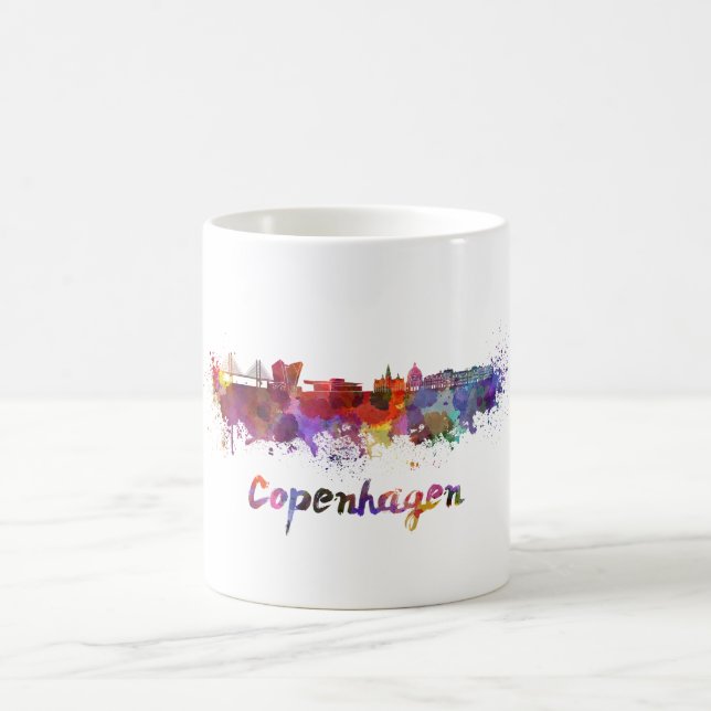 Copenhagen skyline in watercolor kaffemugg (Center)