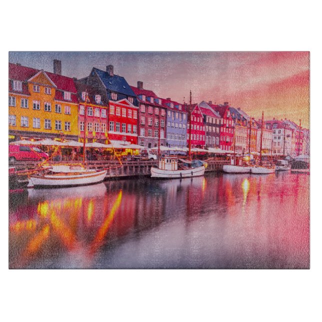 Copenhagen soluppgång Nyhavn, Danmark (Framsidan)