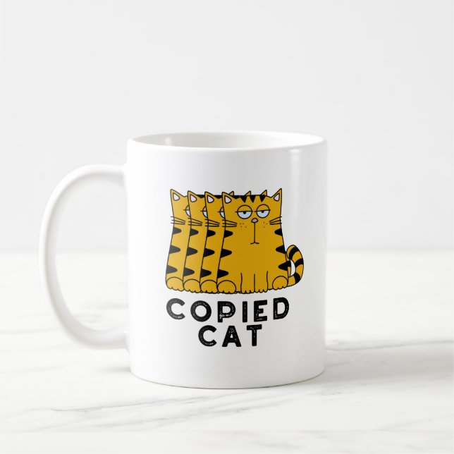 Copied Cat Funny Animal Pun Kaffemugg (Vänster)