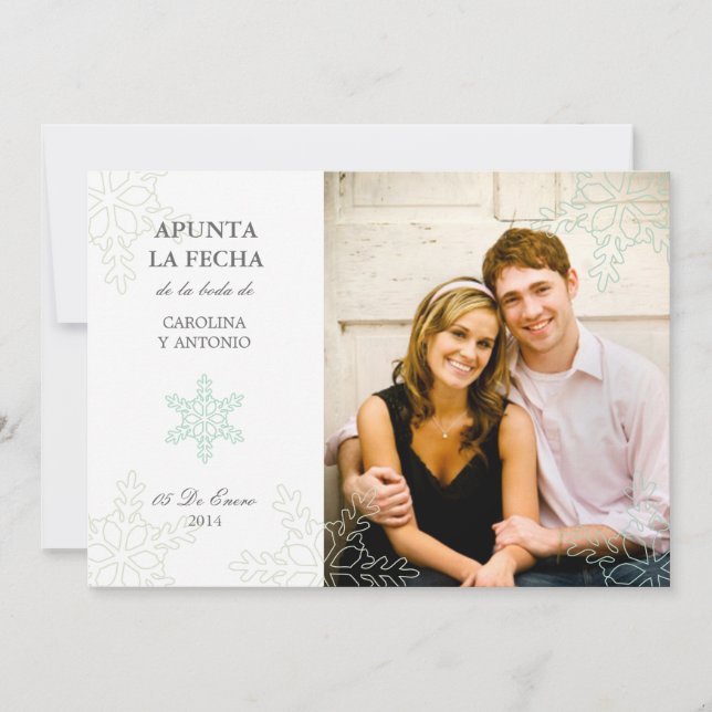 Copos de Nieve del Invierno Guardar Las Fechas Inbjudningar (Framsida)